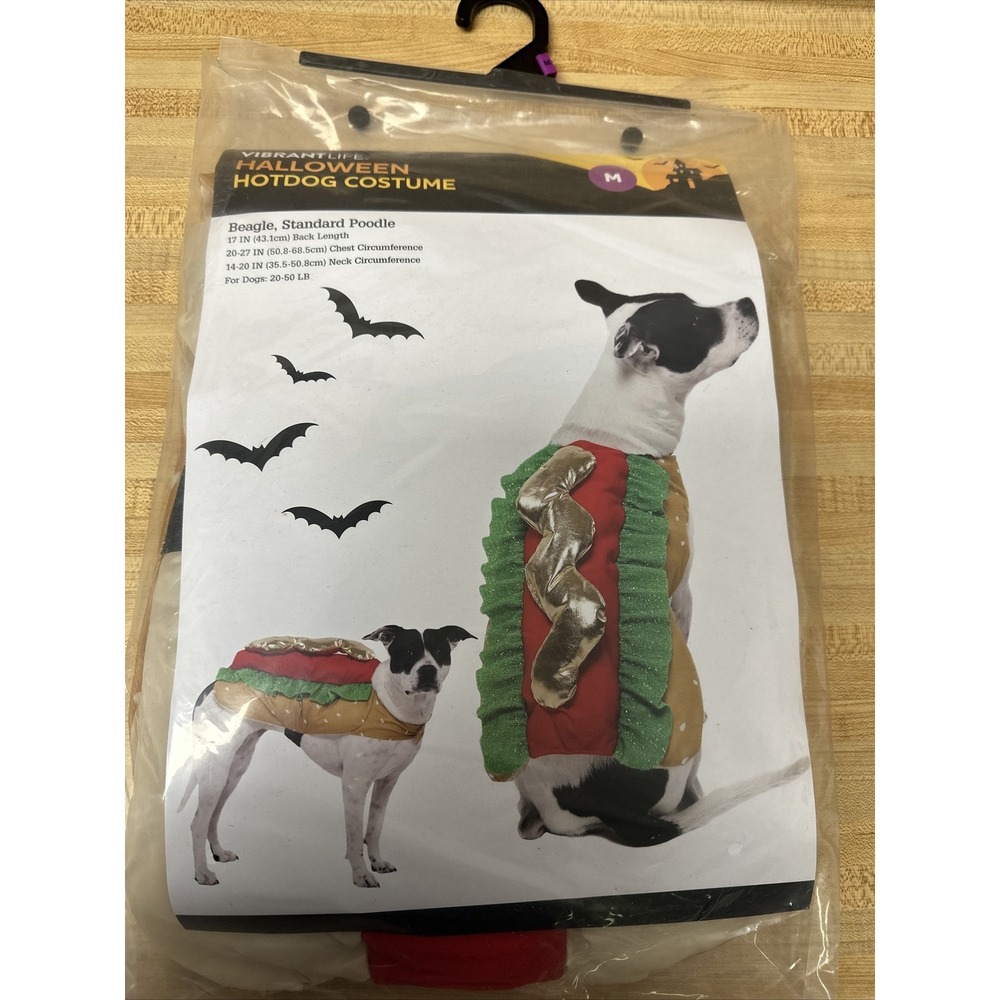 Dog Costume Hot Dog Costume For Dog Size 20-50 Lbs Vibrant Life Halloween NEW